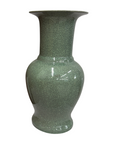 Crackle Sage Green Glazed Ceramic Vase with Tall Flared Neck, SKU , image 1