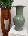 Crackle Sage Green Glazed Ceramic Vase with Tall Flared Neck, SKU , image 2