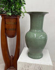 Crackle Sage Green Glazed Ceramic Vase with Tall Flared Neck, SKU , image 3