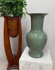 Crackle Sage Green Glazed Ceramic Vase with Tall Flared Neck, SKU , image 5