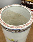 Cylindrical Ceramic White Vase with Deer Design - FEA Home