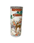 Cylindrical Ceramic White Vase with Deer Design - FEA Home