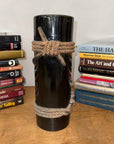 Deep Black Cylindrical Ceramic Vase with Rope Design, SKU , image 5