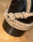 Deep Black Cylindrical Ceramic Vase with Rope Design, SKU , image 8