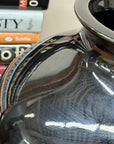 Deep Black Rounded Glazed Ceramic Vase, SKU , image 3