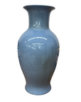 Elegant Blue Ceramic Vase with Intricate Crackle Design, SKU , image 1