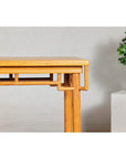 Elm Wood Console Table with Humpback-Form Stretcher and Openwork Details-5. Asian & Chinese Furniture, Art, Antiques, Vintage Home Décor for sale at FEA Home