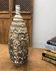 Elongated Brown, White & Black Drip Prem Vase - FEA Home
