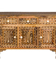 Anglo Style Mango Wood Buffet with Geometric Bone Inlay-21. Asian & Chinese Furniture, Art, Antiques, Vintage Home Décor for sale at FEA Home