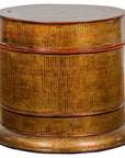 Burmese Vintage Negora Lacquer Circular Storage Bin with Vertical Stripes-18. Asian & Chinese Furniture, Art, Antiques, Vintage Home Décor for sale at FEA Home