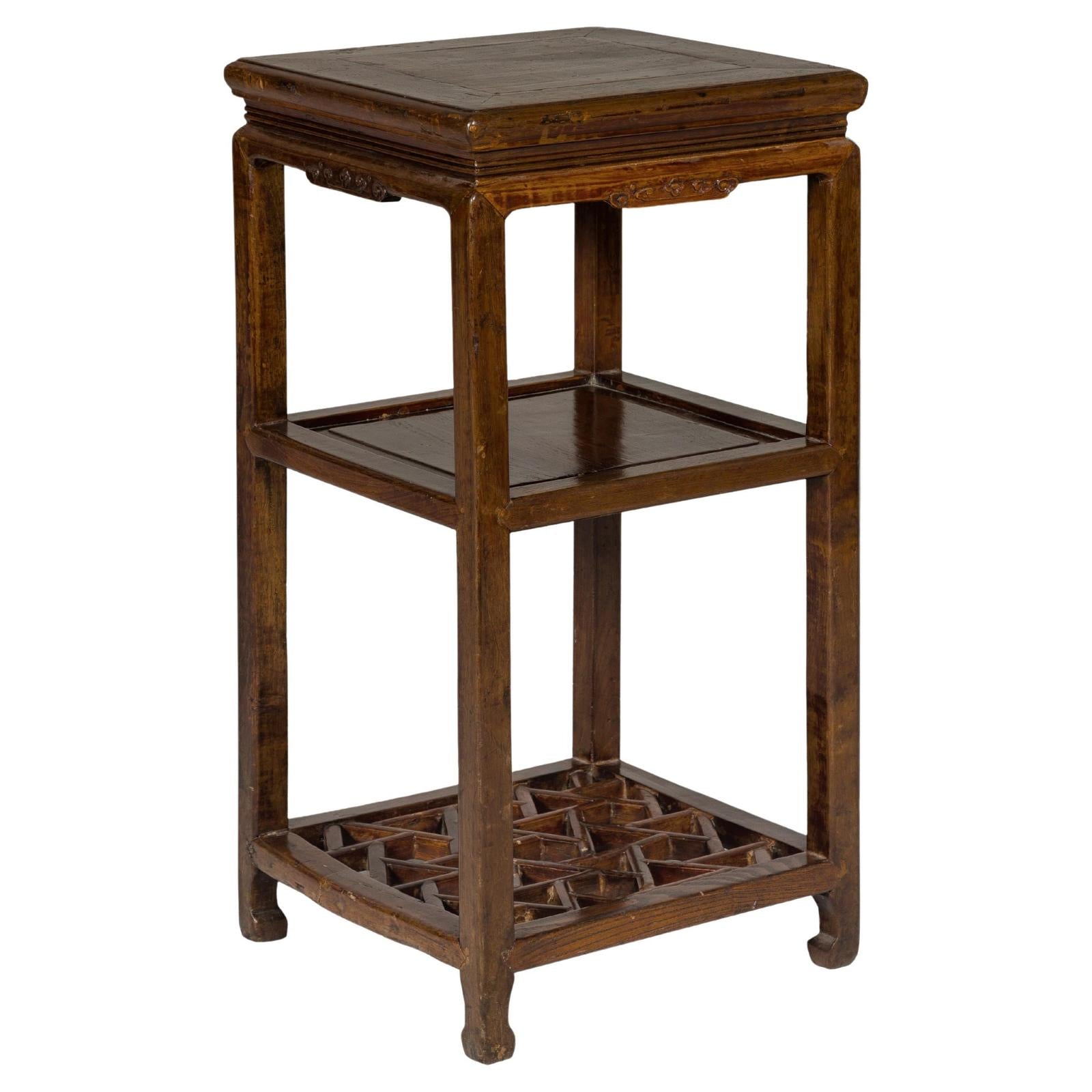 Three-Tiered Accent Table with Horse Hoof Feet