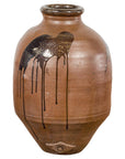 Taishō 1900s Tamba Tachikui Brown Jar with Drip Glaze