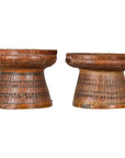Woven Rattan Basket Trays with Circular Tops, Sold Each