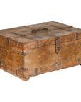 Antique Document Box with Incised Concentric Motifs and Partial Opening Top