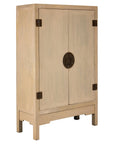 Large Cream Painted Cabinet with Brass Medallion Hardware