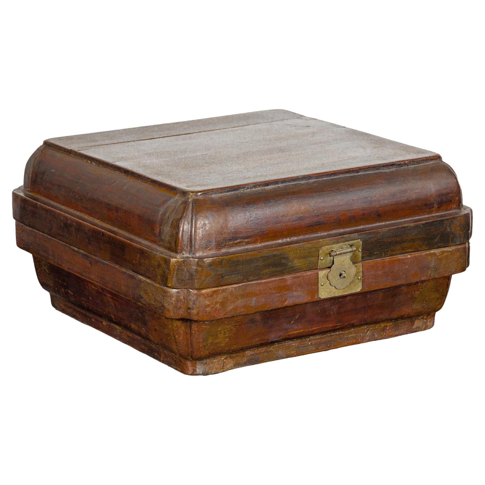 Qing Dynasty Hinged Box with Brass Hardware