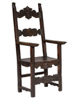 High Back Wooden "Throne Chair" with Carved Designs