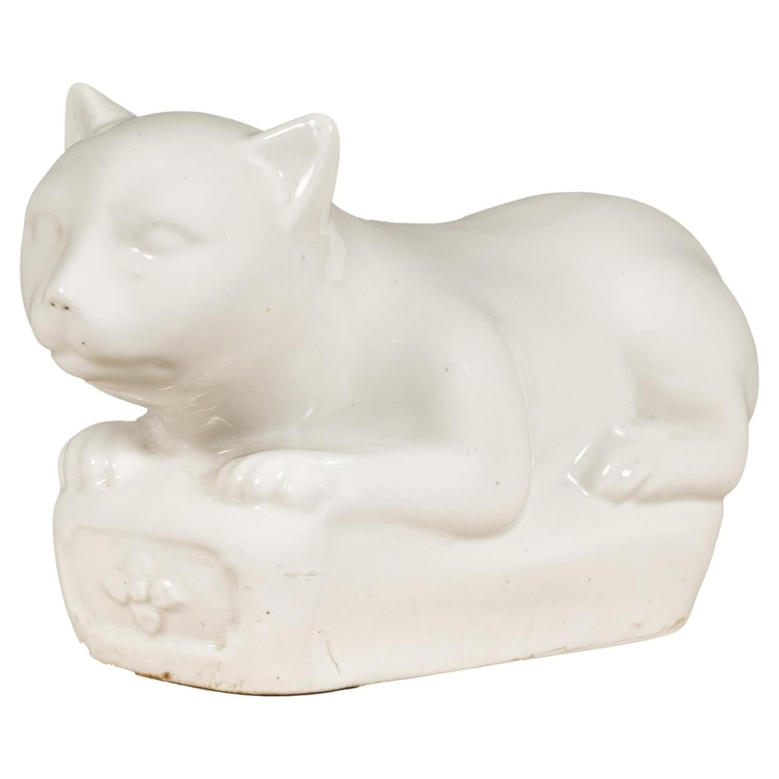 Vintage Petite Blanc de Chine Porcelain Cat Figure