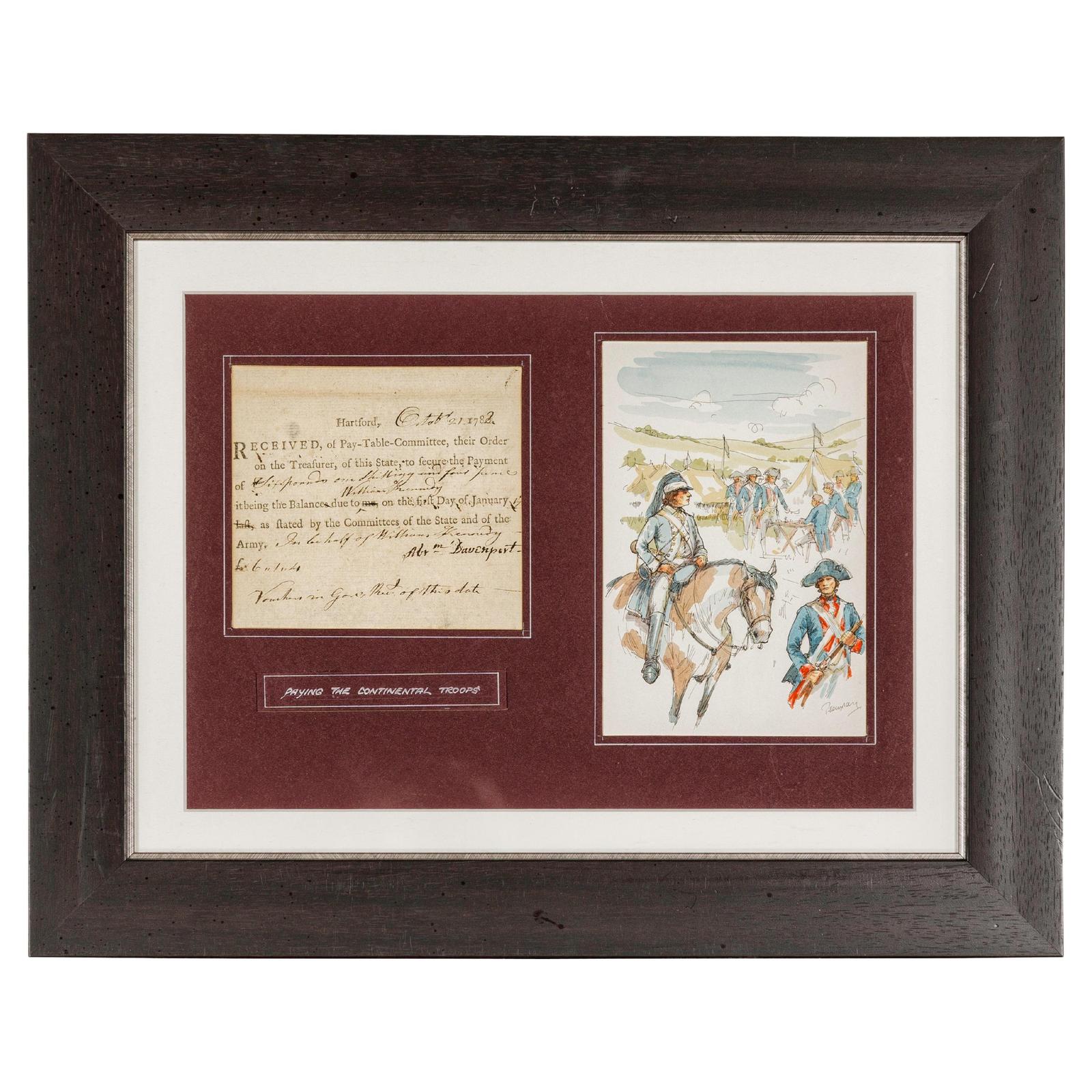 Framed 1780s Revolutionary War Bond, State of Connecticut