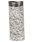 Textured Black, Gray and Black Spattered Ceramic Vase