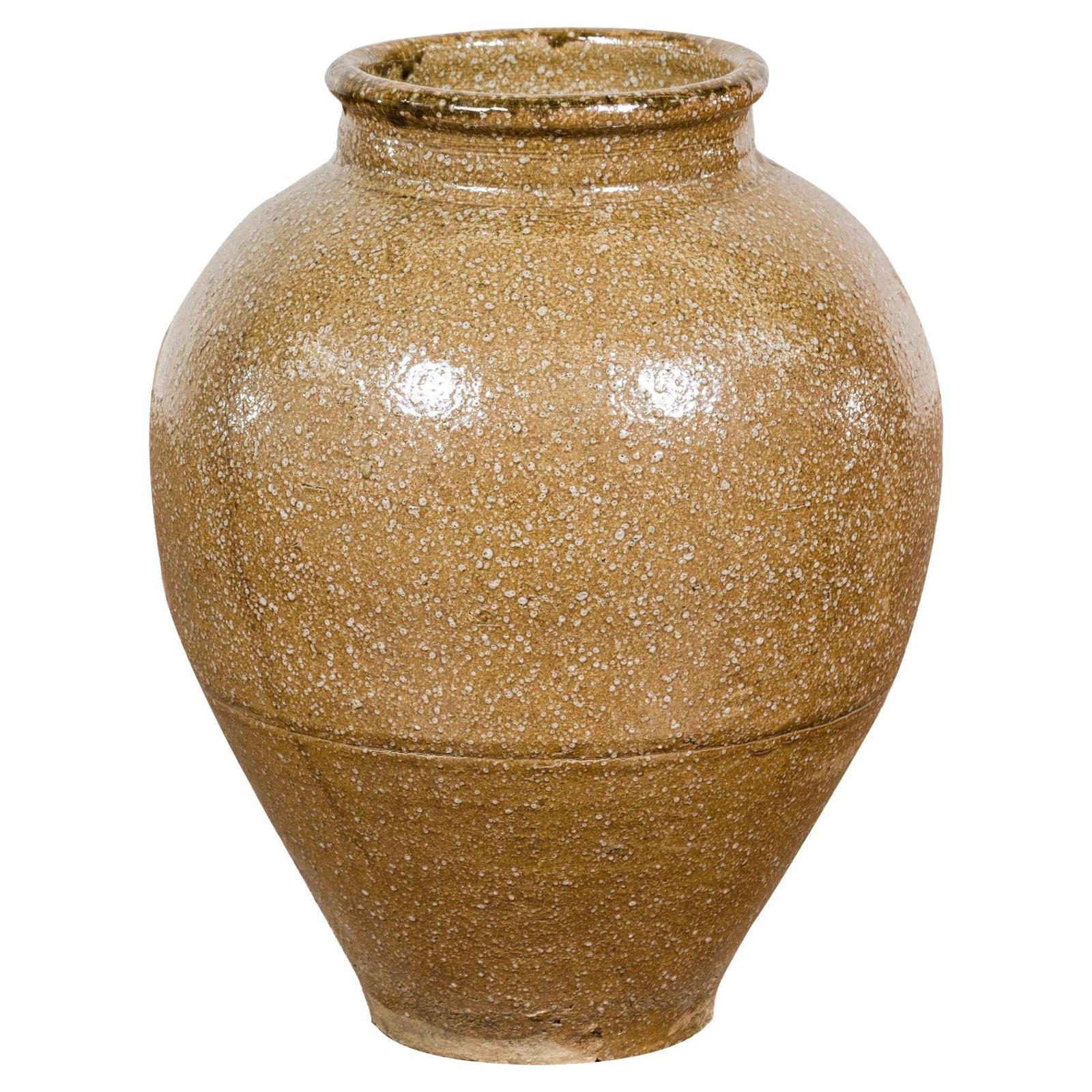 Taishō Period Two-Tone Sand Glaze Vase with Textured Finish