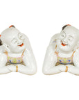 Pair of Qing Dynasty Period Porcelain Tong'zi Figures
