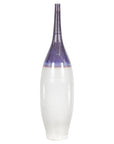 White & Purple Ceramic Vase with Skinny Neck