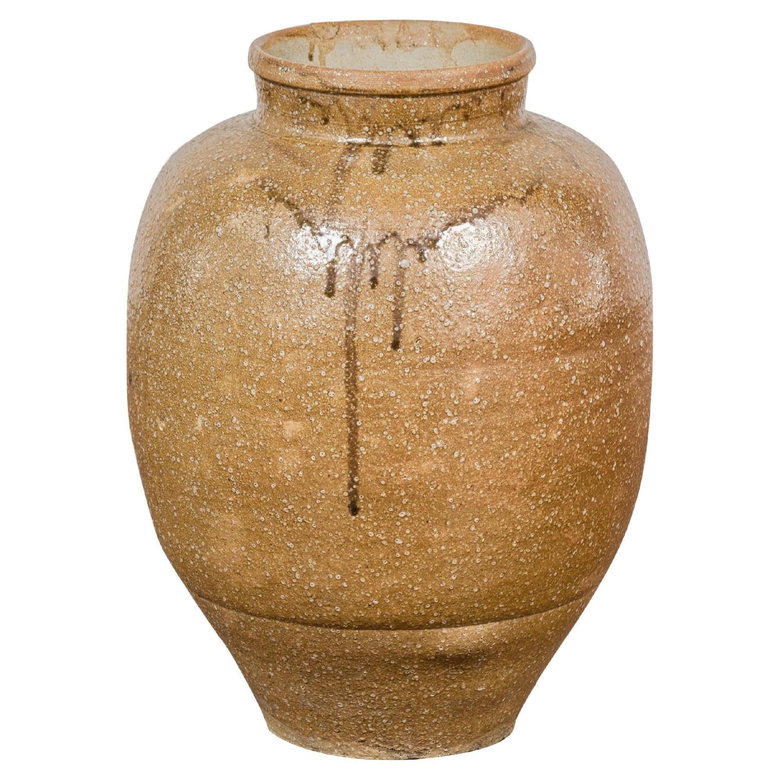 Taishō Period Sand Glaze Vase with Dripping Finish, circa 1900