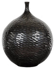 Bulb Shaped Black Vase with Honeycomb Pattern