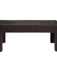 Woven Rattan Country Style Parsons Legs Coffee Table with Dark Brown Finish
