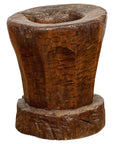 Teak Wood Rustic Mortar Urn Repurposed as an Antique Planter, 19th Century