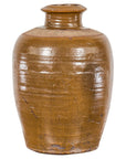 Japanese Tamba Tachikui Ware Brown Glaze Vase with Discreet Calligraphy