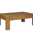 Country Style Woven Rattan on Wooden Core Light Brown Parsons Leg Coffee Table