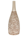 Hand-Crafted Artisan Bottle Shaped Brown and Cream Ceramic Vase with Dripping
