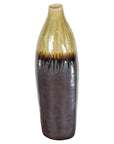 Handmade Artisan Ceramic Vase with Olive Green, Dark Grey and Brown Dripping