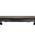 Distressed Dark Blue Chow Leg Coffee Table with Ocher Accents and Waisted Apron