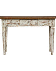 Farmhouse Chic White Distressed Sofa Table with Single Drawer and Tapered Legs