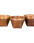 Vintage Hand Woven Rattan & Bamboo Basket, Sold Each