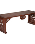 Rectangular Brown Table with Openwork Cloud Motifs