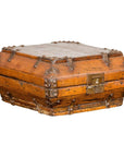 Wooden Square Box with Brass Lock and Distressed Lacquer Interior