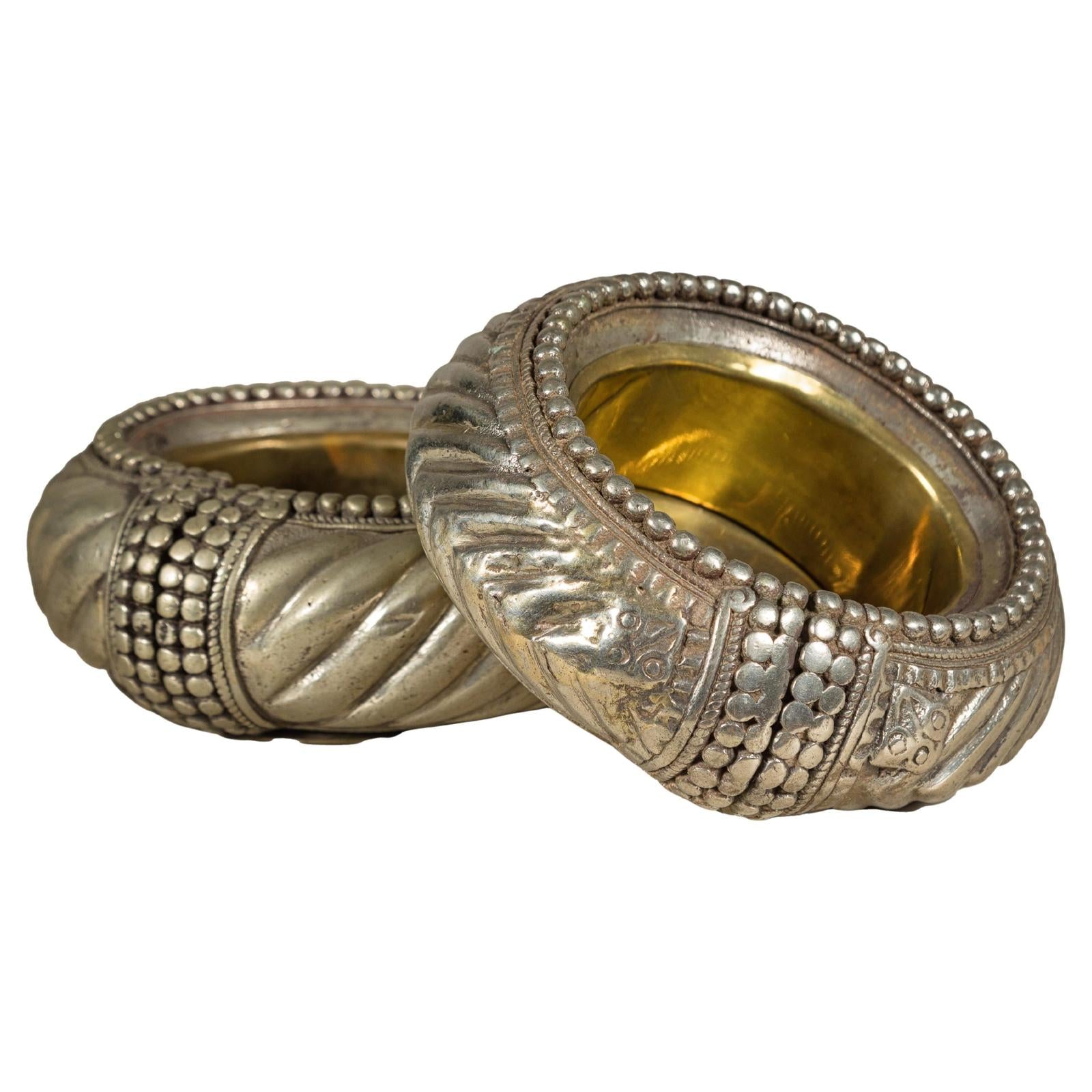 Assortment of Five Small Indian Repoussé Brass Decorative Dish Bowls