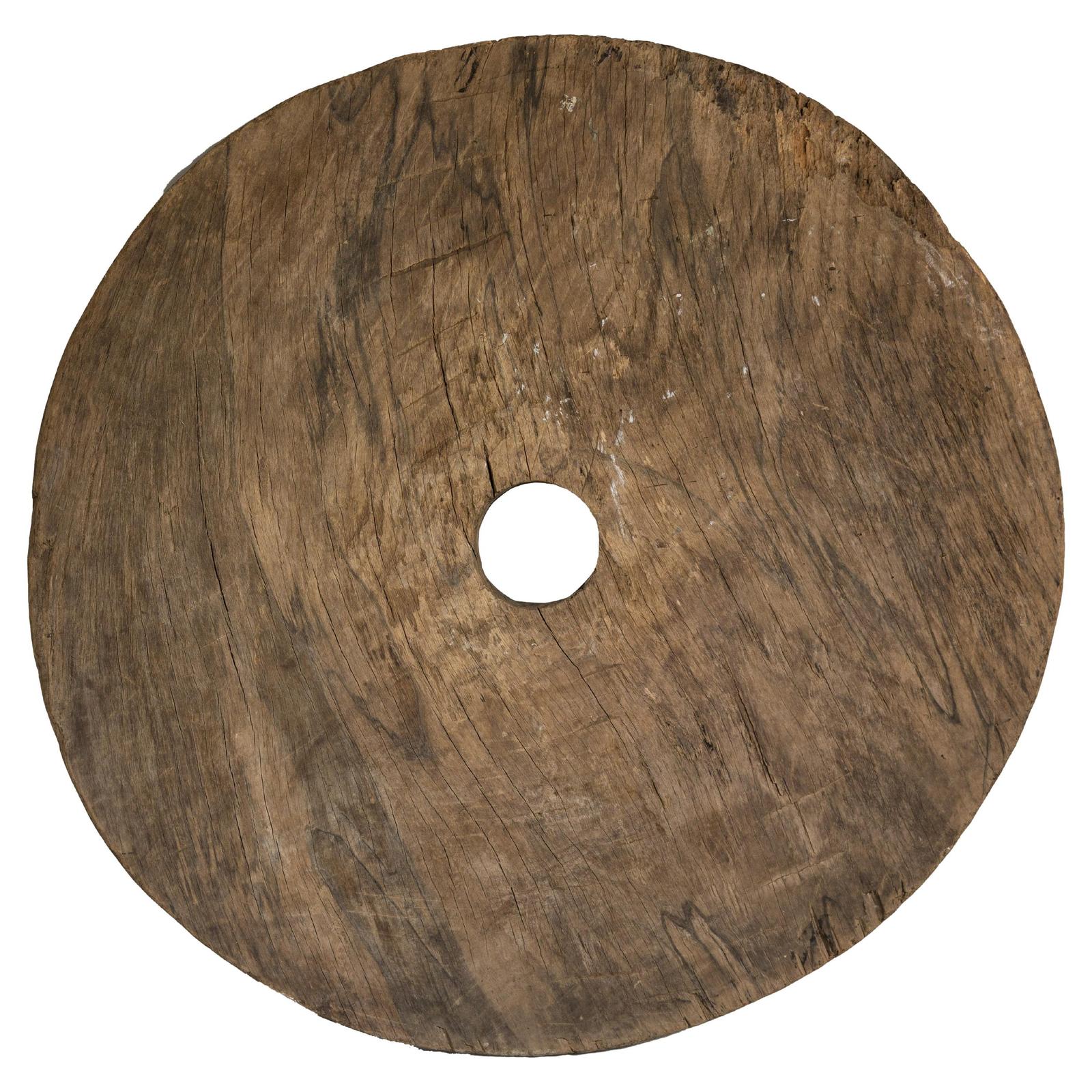 Large Ancient Cart Wheel with Rustic Character and Time-Worn Appearance