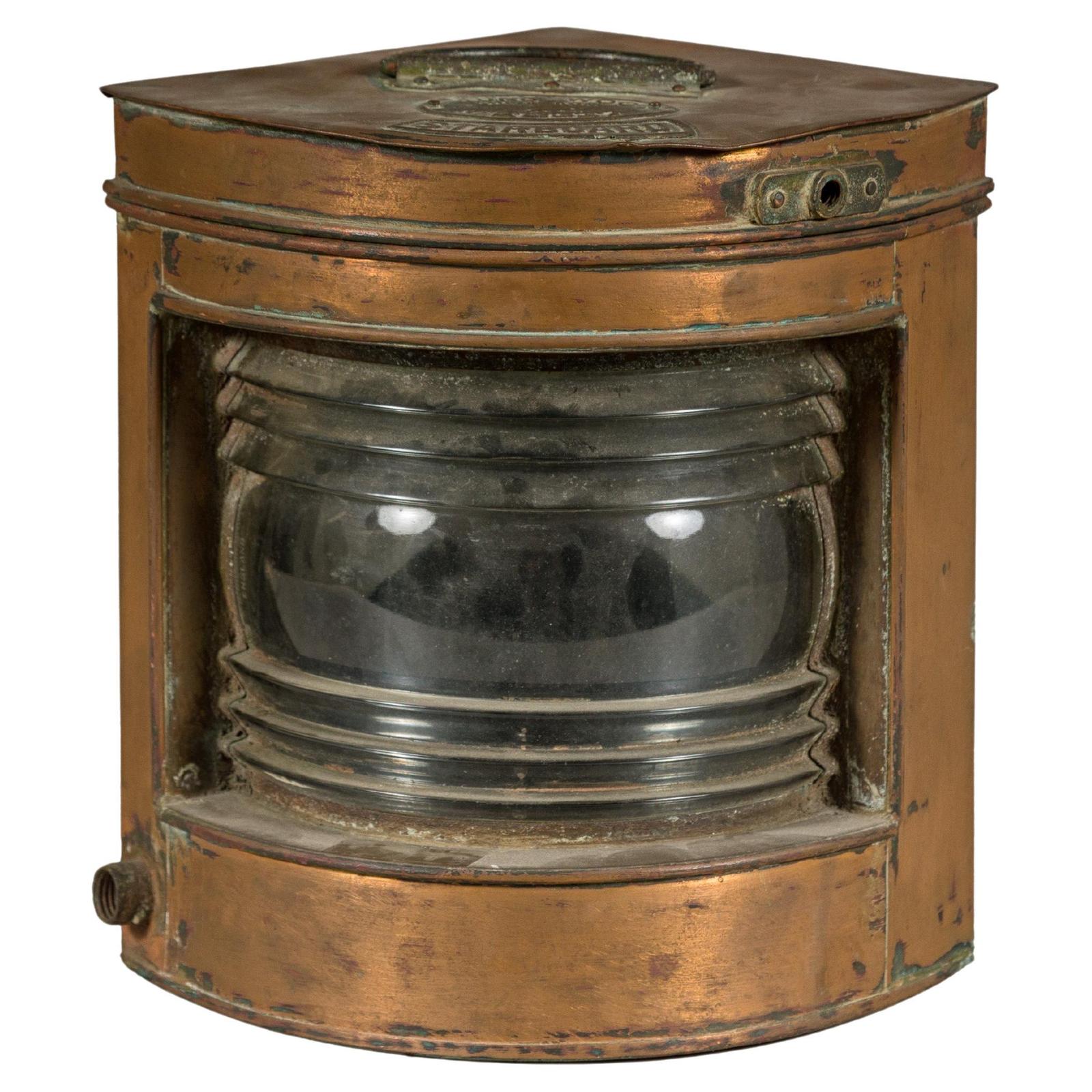 Nautical Tung Woo Starboard Ship Navigation Copper Lantern with Label