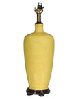 Yellow Crackle Glazed Ceramic Vase with on Wooden Base