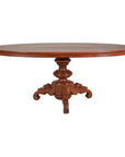 Dutch Colonial Oval Pedestal Dining Table with Scrolling Base, Late 19th Century