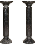 Vintage Black Marble Column Pedestal with White Veining, Sold Individually