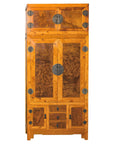 Late Qing Dynasty Two-Tone Burl Wood and Elmwood Compound Cabinet