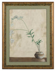 Midcentury Japanese Minimalist Botanical Print in Custom Gold Frame under Glass-1. Asian & Chinese Furniture, Art, Antiques, Vintage Home Décor for sale at FEA Home