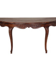 Louis XV-Style Demi-Lune Desk with Carved Legs, Leather Top and Hidden Drawers