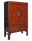 Antique Qing Dynasty Red Lacquer Cabinet with Gilt Decoration, 19th Century, SKU , image 1
